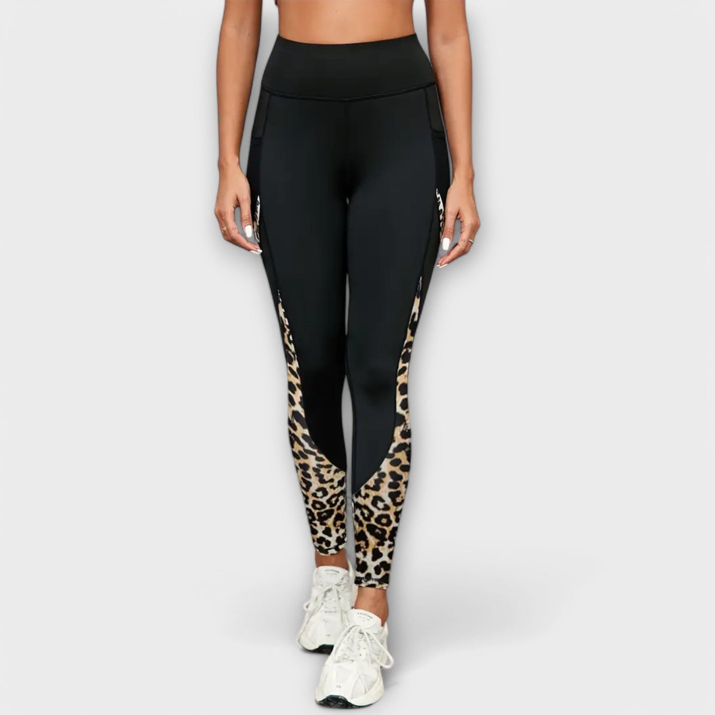 High-Waisted Leopard Print Training Pants