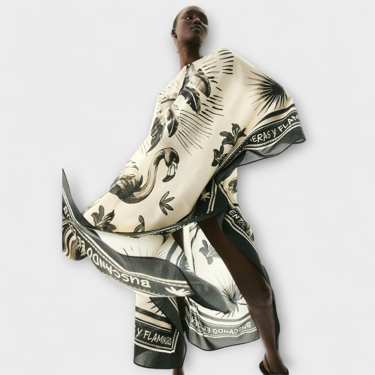 Melissa - Extra-large Flamingo Print Kaftan Maxi Dress