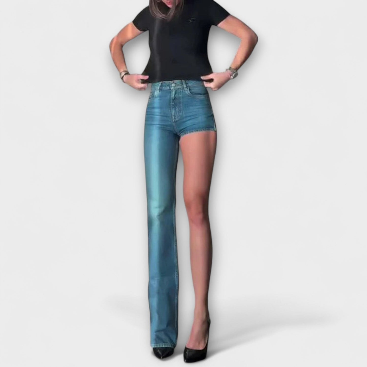 Astra - Trendy Asymmetrical Denim Shorts with One Shoulder Strap